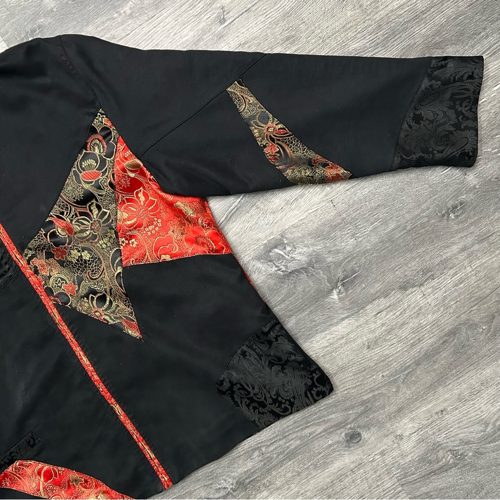 Vtg Chicos Asian Patchwork Jacket Red Brocade Man… - image 9